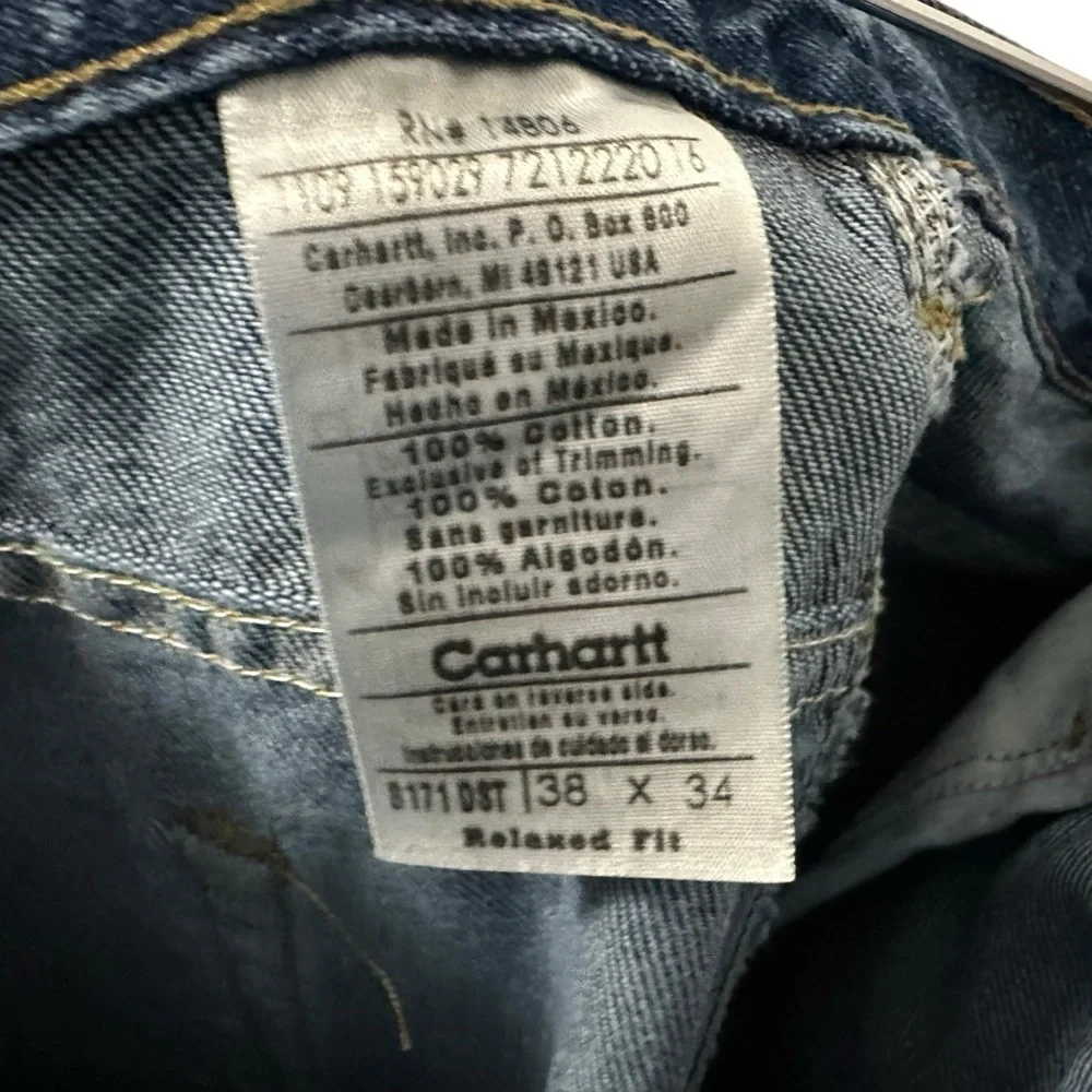 Carhartt Mens Relaxed Fit Carpenter Jeans Sz 38x34 Blue Utility Workwear NWT